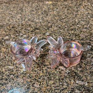 Set of two Ganz Glass Dragonfly Tea Light Candle Holder Pink Dragonfly.